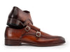 Paul Parkman Men's Brown Leather Double Monkstrap Shoes (ID#SW537BW)