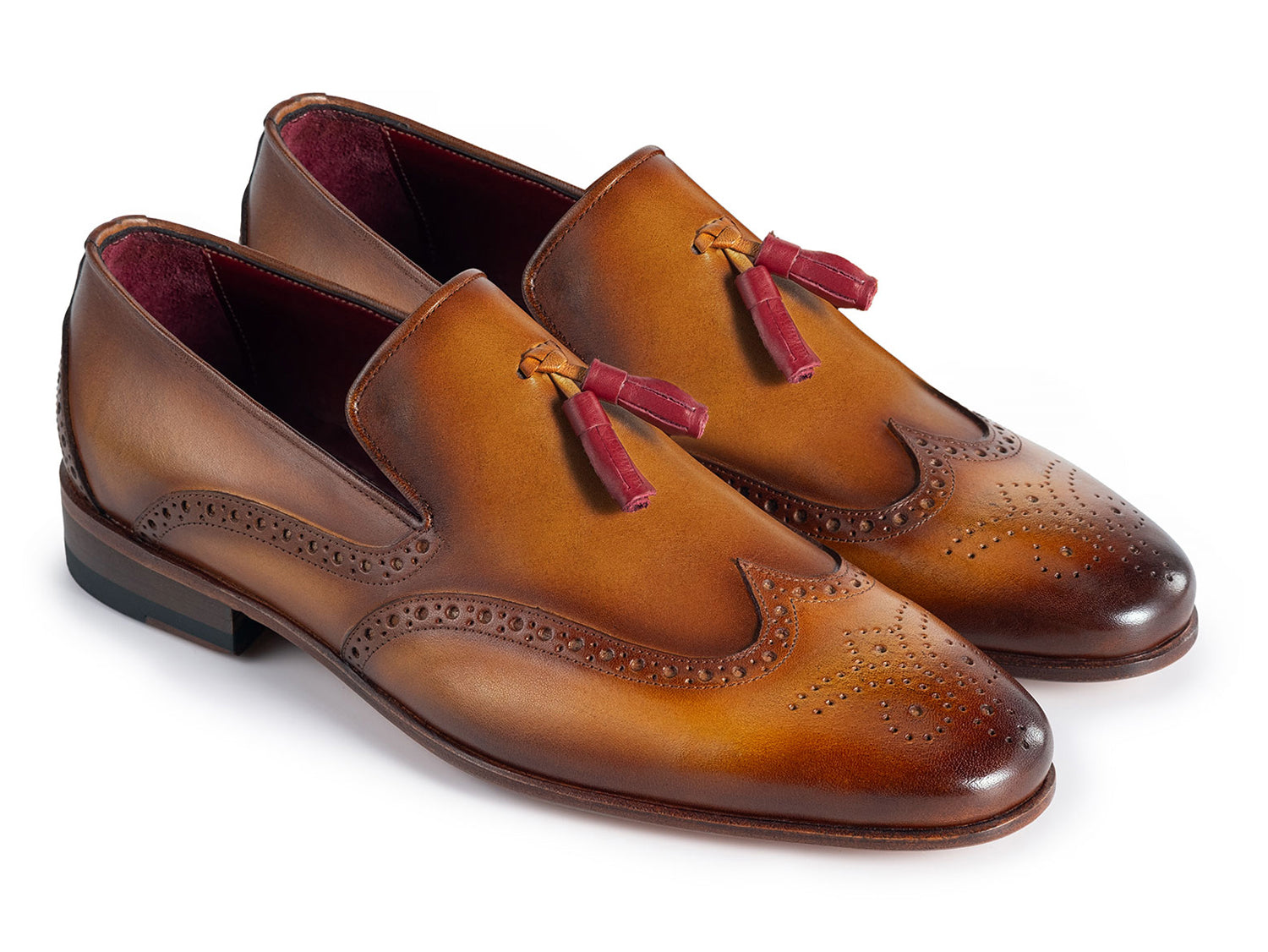 Paul Parkman Men's Wingtip Tassel Loafers Brown Leather (ID#WL667-BRW) EU 38 - US 6 Paul Parkman Men's Wingtip Tassel Loafers Brown Leather (ID#WL667-BRW) EU 38 - US 6