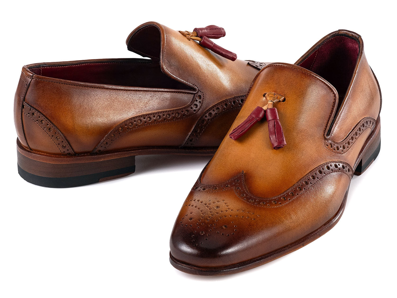 Paul Parkman Men's Wingtip Tassel Loafers Brown Leather (ID#WL667-BRW) EU 38 - US 6 Paul Parkman Men's Wingtip Tassel Loafers Brown Leather (ID#WL667-BRW) EU 38 - US 6