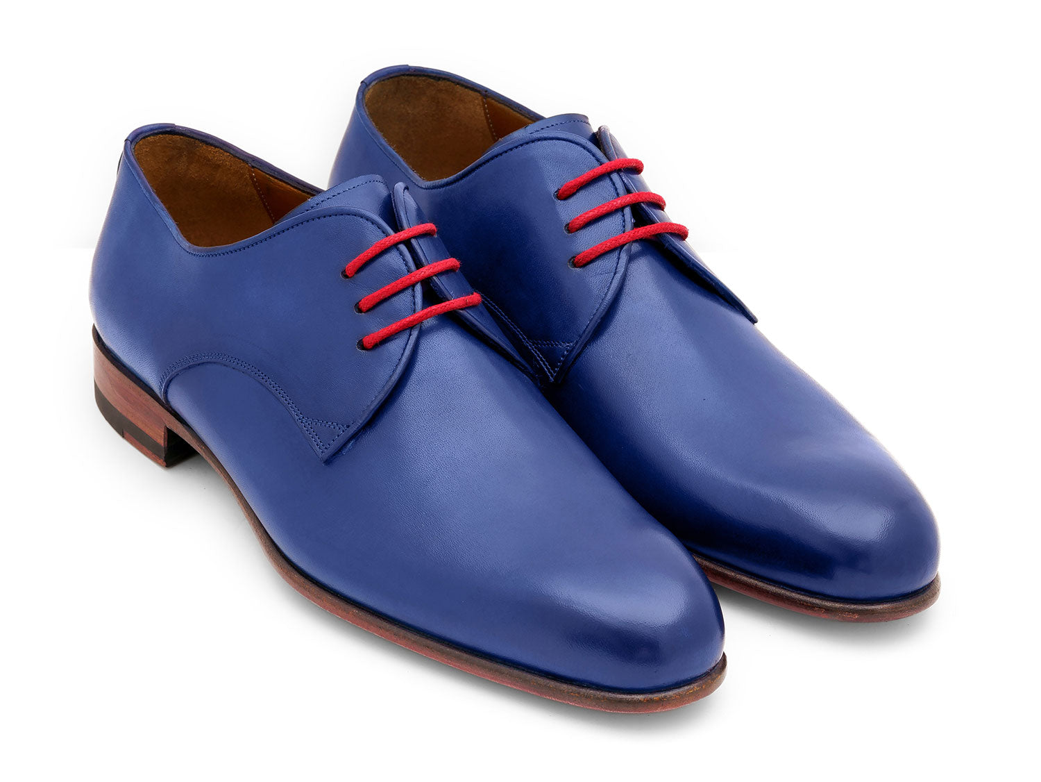 Paul Parkman Blue Hand Painted Derby Shoes (ID#633BLU13) ----- Paul Parkman Blue Hand Painted Derby Shoes (ID#633BLU13) -----