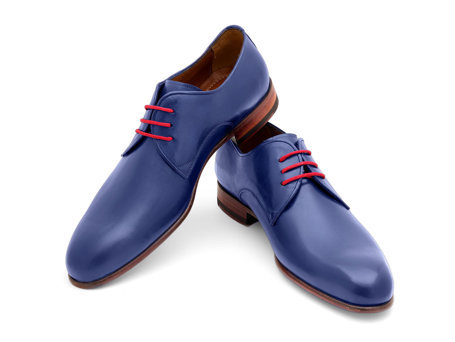 Paul Parkman Blue Hand Painted Derby Shoes (ID#633BLU13) ----- Paul Parkman Blue Hand Painted Derby Shoes (ID#633BLU13) -----