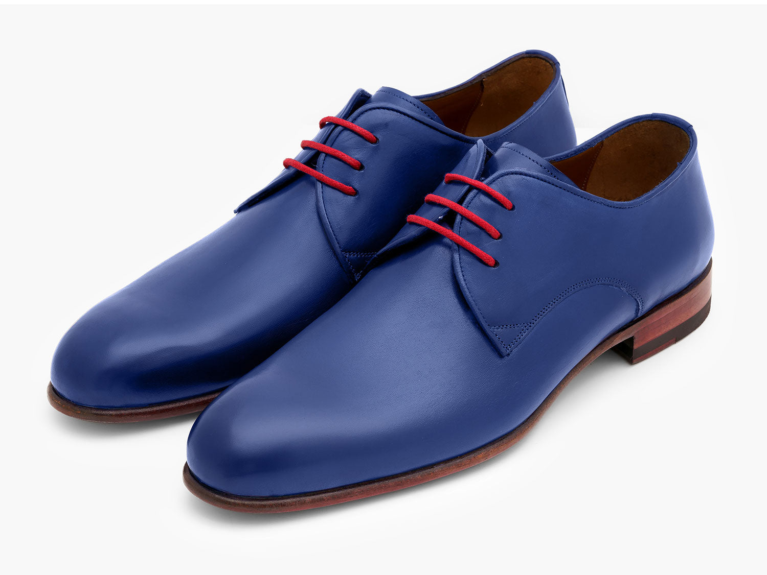 Paul Parkman Blue Hand Painted Derby Shoes (ID#633BLU13) ----- Paul Parkman Blue Hand Painted Derby Shoes (ID#633BLU13) -----