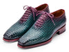 Paul Parkman Men's Green & Purple Woven Leather Oxfords (ID#044WN77)