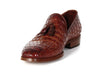 Paul Parkman Brown Crocodile Embossed Calfskin Tassel Loafer (ID#0823-BRW)