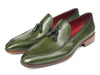 Paul Parkman Men's Tassel Loafer Green Hand Painted Leather (ID#083-GREEN)