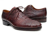Paul Parkman Men's Brown & Bordeaux Crocodile Embossed Calfskin Derby Shoes (ID#1438BRD)