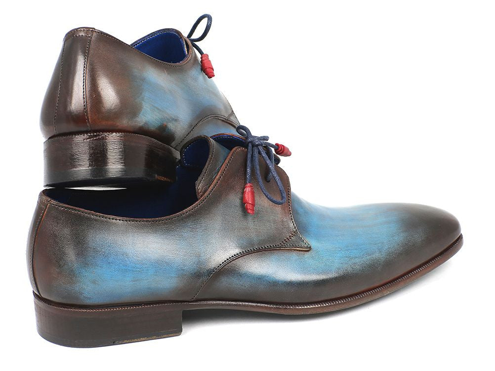 Paul Parkman Blue Hand Painted Derby Shoes - 633BLU13