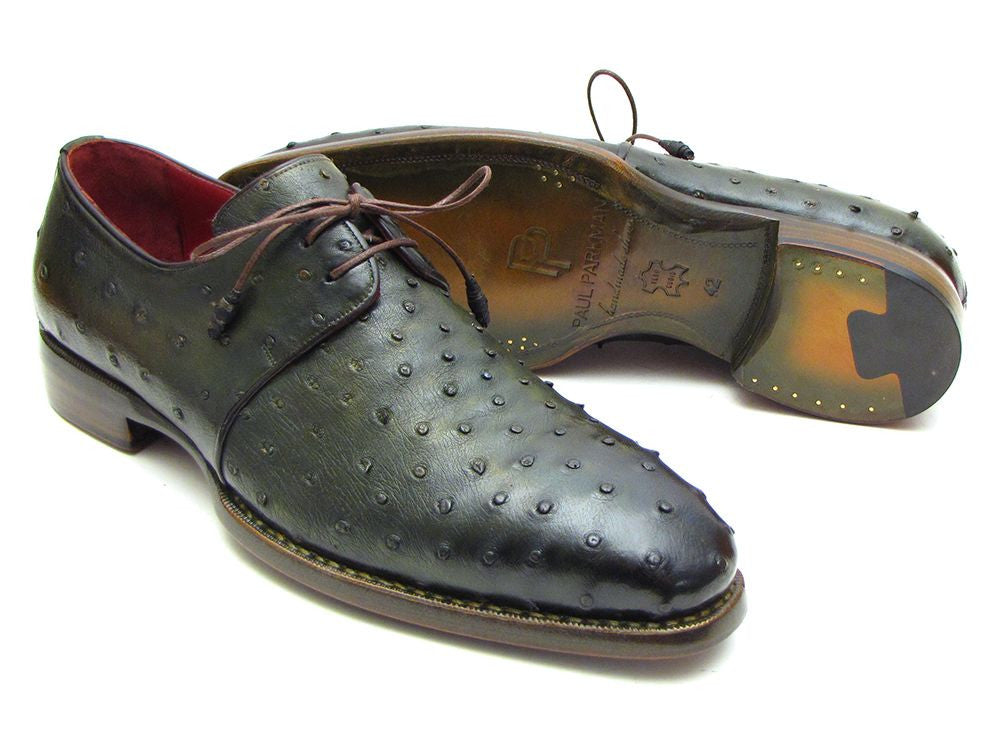 Paul Parkman Goodyear Welted Green Genuine Ostrich Derby Shoes ID