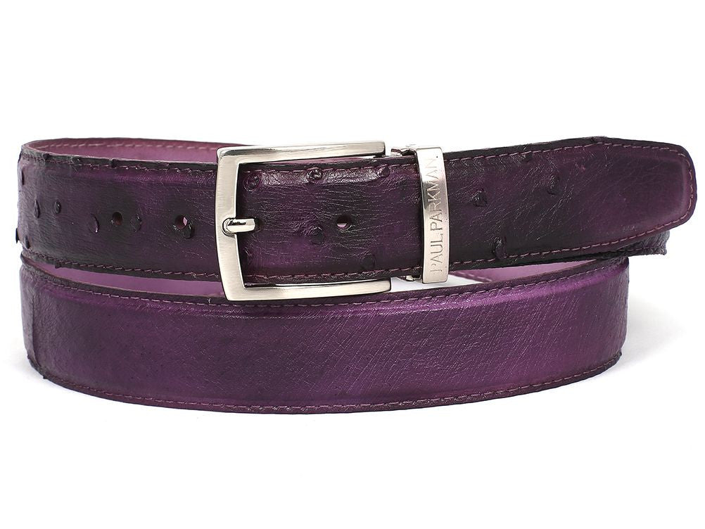 PAUL PARKMAN Men's Purple Genuine Ostrich Belt (ID#B04-PURP)