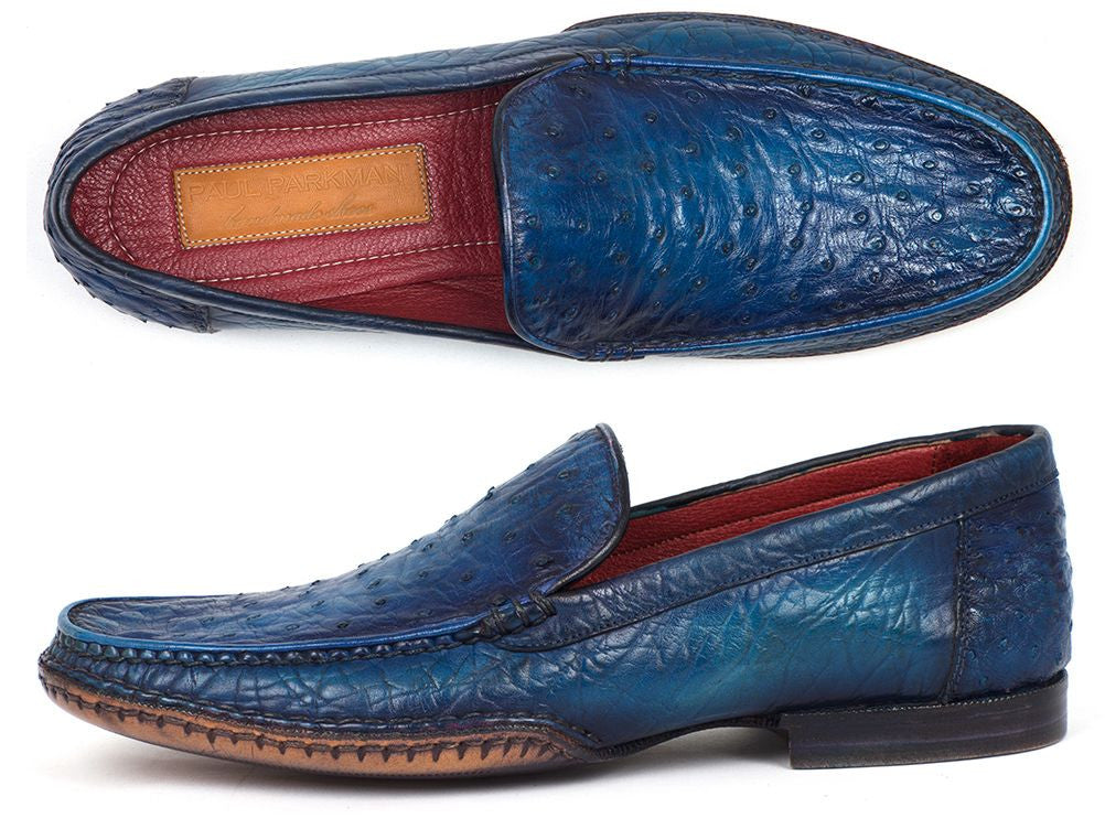 Blue leather moccasins shop