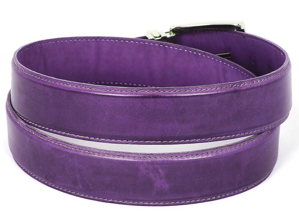 PAUL PARKMAN Men's Leather Belt Hand-Painted Purple (ID#B01-PURP ...