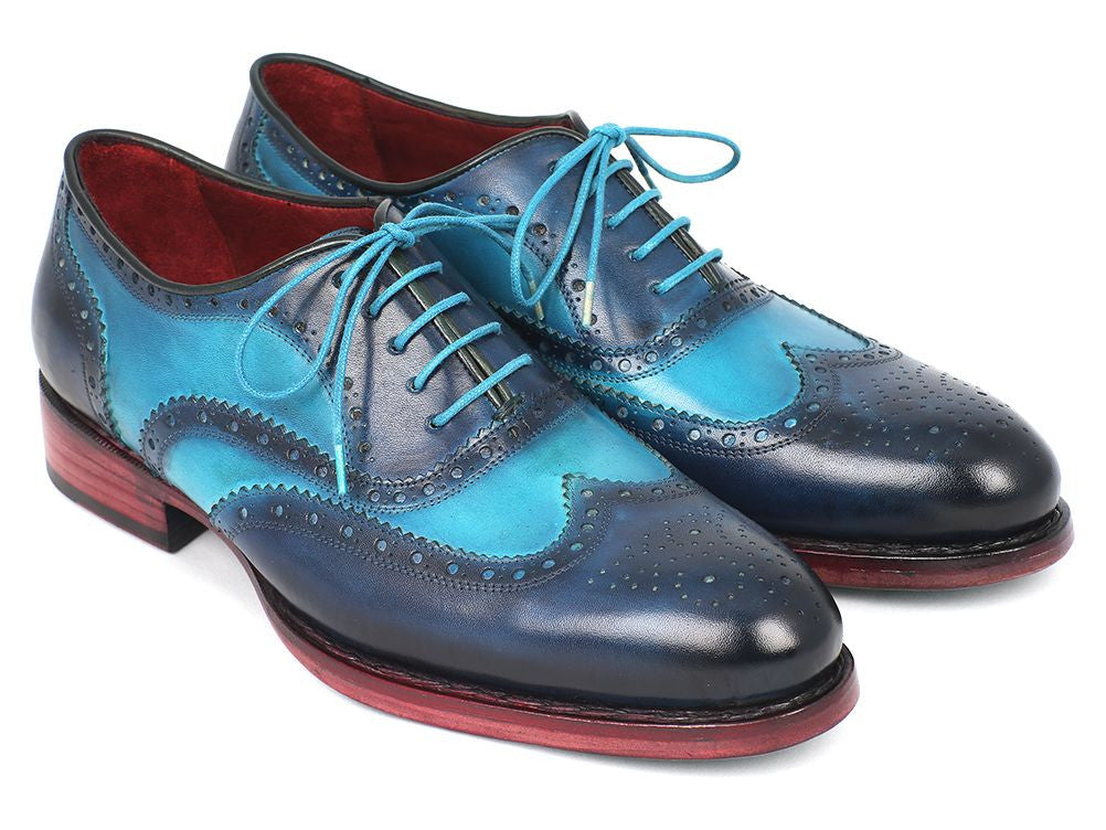 Paul Parkman Men's Two Tone Wingtip Oxfords Blue & Turquoise (ID#27TQ88) EU 45 Paul Parkman Men's Two Tone Wingtip Oxfords Blue & Turquoise (ID#27TQ88) EU 45