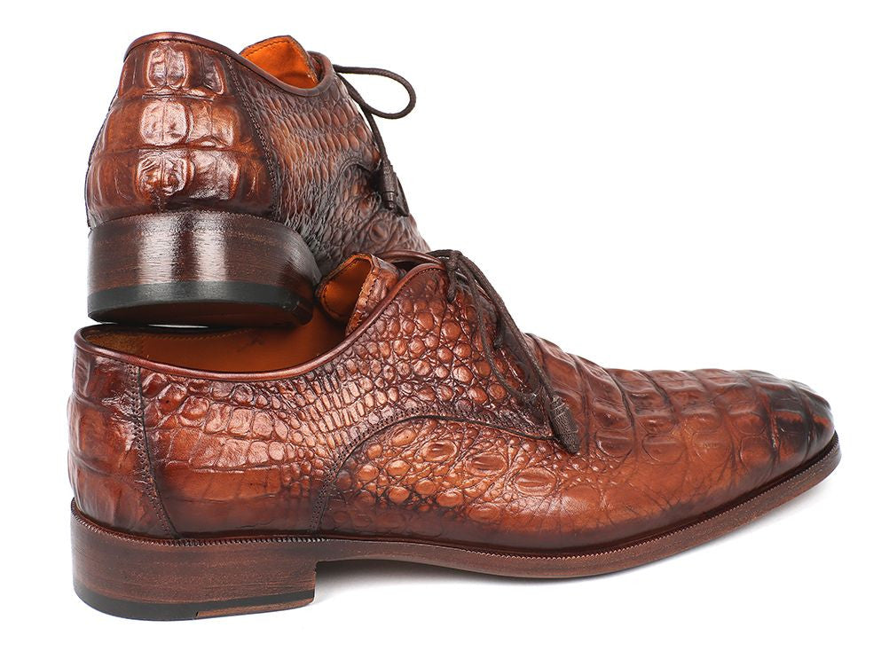 Paul Parkman Brown Crocodile Embossed Calfskin Loafers - 5576-BRW