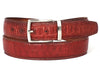 PAUL PARKMAN Men's Crocodile Textured Leather Belt Reddish (ID#B02-RDH)