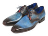 Paul Parkman Blue & Brown Hand-Painted Derby Shoes (ID#326-BLUBRW)