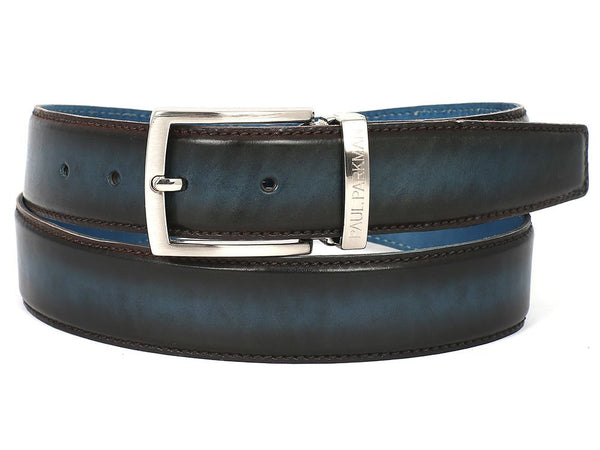 PAUL PARKMAN Men's Leather Belt Dual Tone Brown & Blue (ID#B01-BRW-BLU)