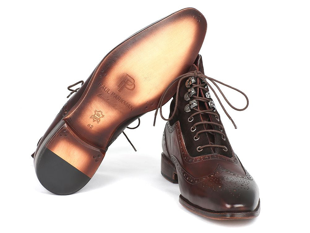Paul Parkman Men's Wingtip Boots Brown Suede & Calfskin (ID#991-BRW) EU 40 - US 7.5 Paul Parkman Men's Wingtip Boots Brown Suede & Calfskin (ID#991-BRW) EU 40 - US 7.5