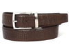 PAUL PARKMAN Men's Crocodile Textured Leather Belt Brown (ID#B02-BRW)