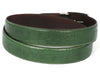 PAUL PARKMAN Men's Crocodile Textured Leather Belt Green (ID#B02-GRN)