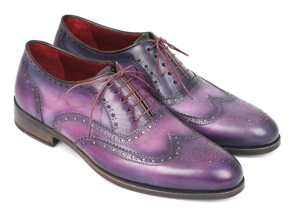 Paul Parkman Wingtip Oxfords Purple Navy Handpainted Calfskin