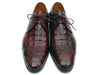 Paul Parkman Men's Brown & Bordeaux Crocodile Embossed Calfskin Derby Shoes (ID#1438BRD)