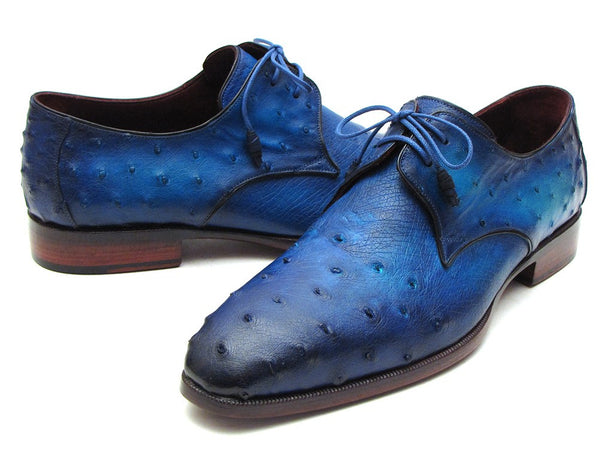 Paul Parkman Men's Ocean Color Genuine Ostrich Derby Shoes (ID#79V22)