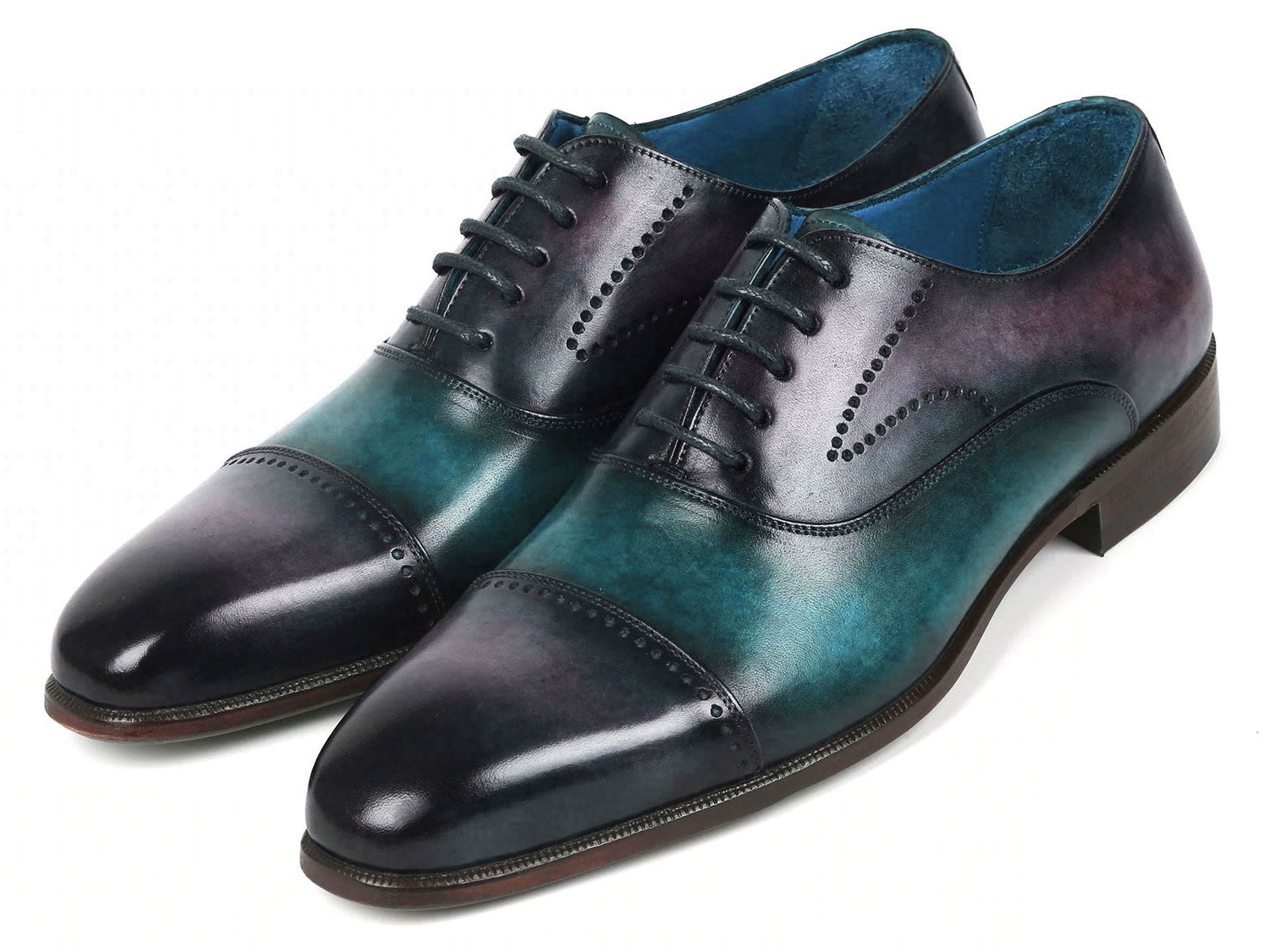 Paul Parkman Men's Cap Toe Oxfords Purple & Turquoise (ID#314-PRPTRQ) EU 45 - US 11.5 Paul Parkman Men's Cap Toe Oxfords Purple & Turquoise (ID#314-PRPTRQ) EU 45 - US 11.5