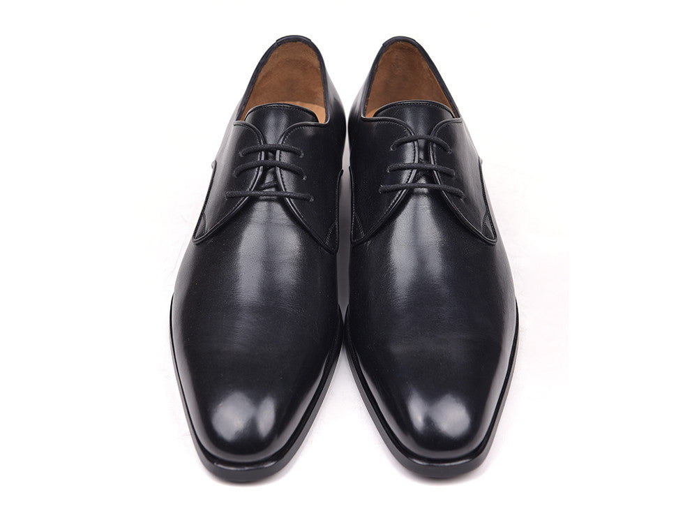 Paul Parkman Men's Black Leather Derby Shoes (ID#34DR-BLK) – PAUL ...