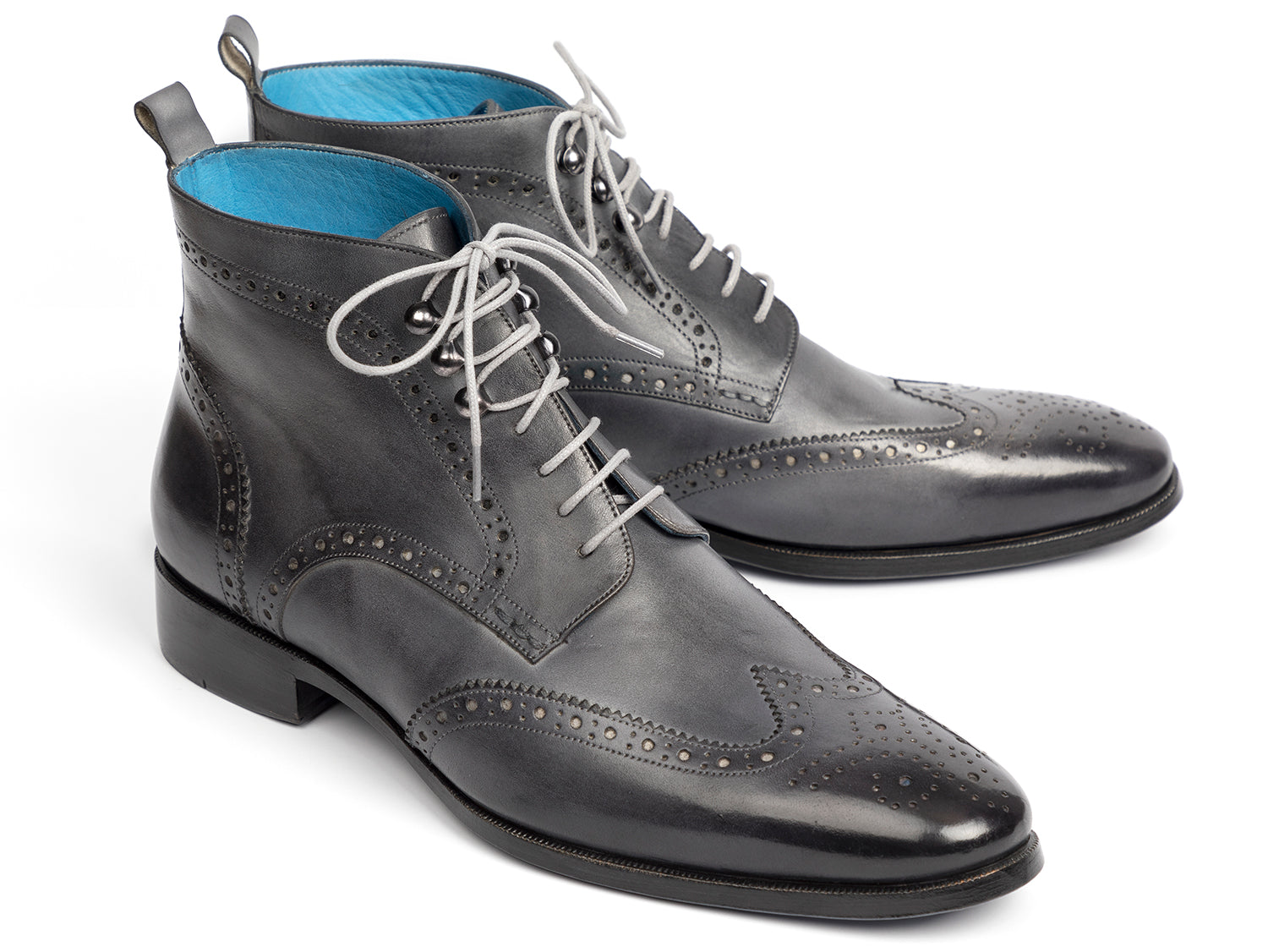 Paul Parkman Wingtip Ankle Boots Gray Hand-Painted (ID#777-GRAY) ----- Paul Parkman Wingtip Ankle Boots Gray Hand-Painted (ID#777-GRAY) -----
