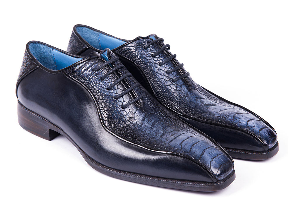 Paul Parkman Navy Genuine Ostrich Leg Bicycle Toe Oxfords (ID#94DLNVY) PAUL PARKMAN Handmade Shoes Paul Parkman Navy Genuine Ostrich Leg Bicycle Toe Oxfords (ID#94DLNVY) PAUL PARKMAN Handmade Shoes