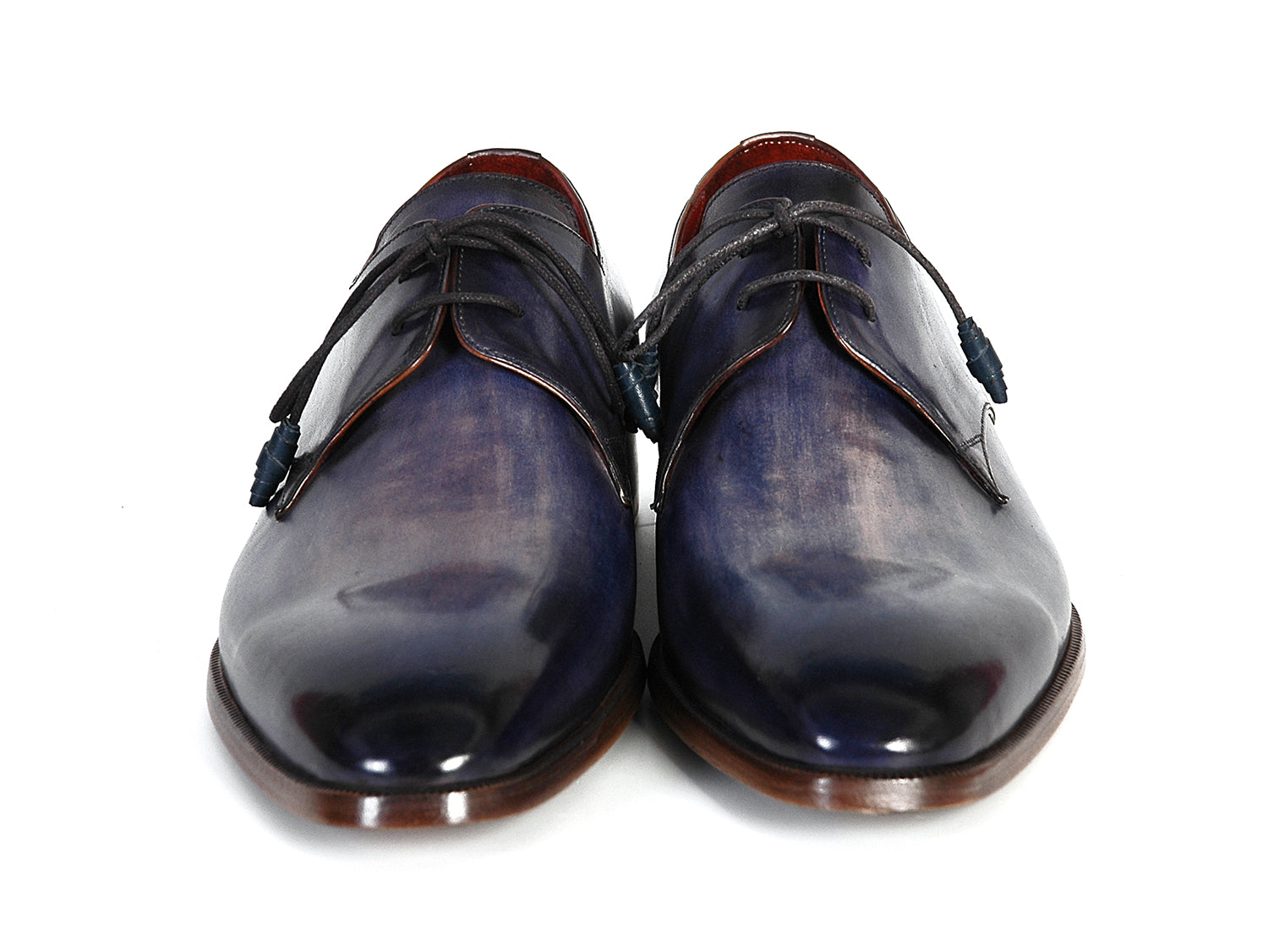 Paul Parkman Men's Blue & Navy Hand-Painted Derby Shoes (ID#PP2279 ...