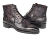 Paul Parkman Men's Gray & Black Hand-Painted Cap Toe Boots (ID#BT9566-GRY)