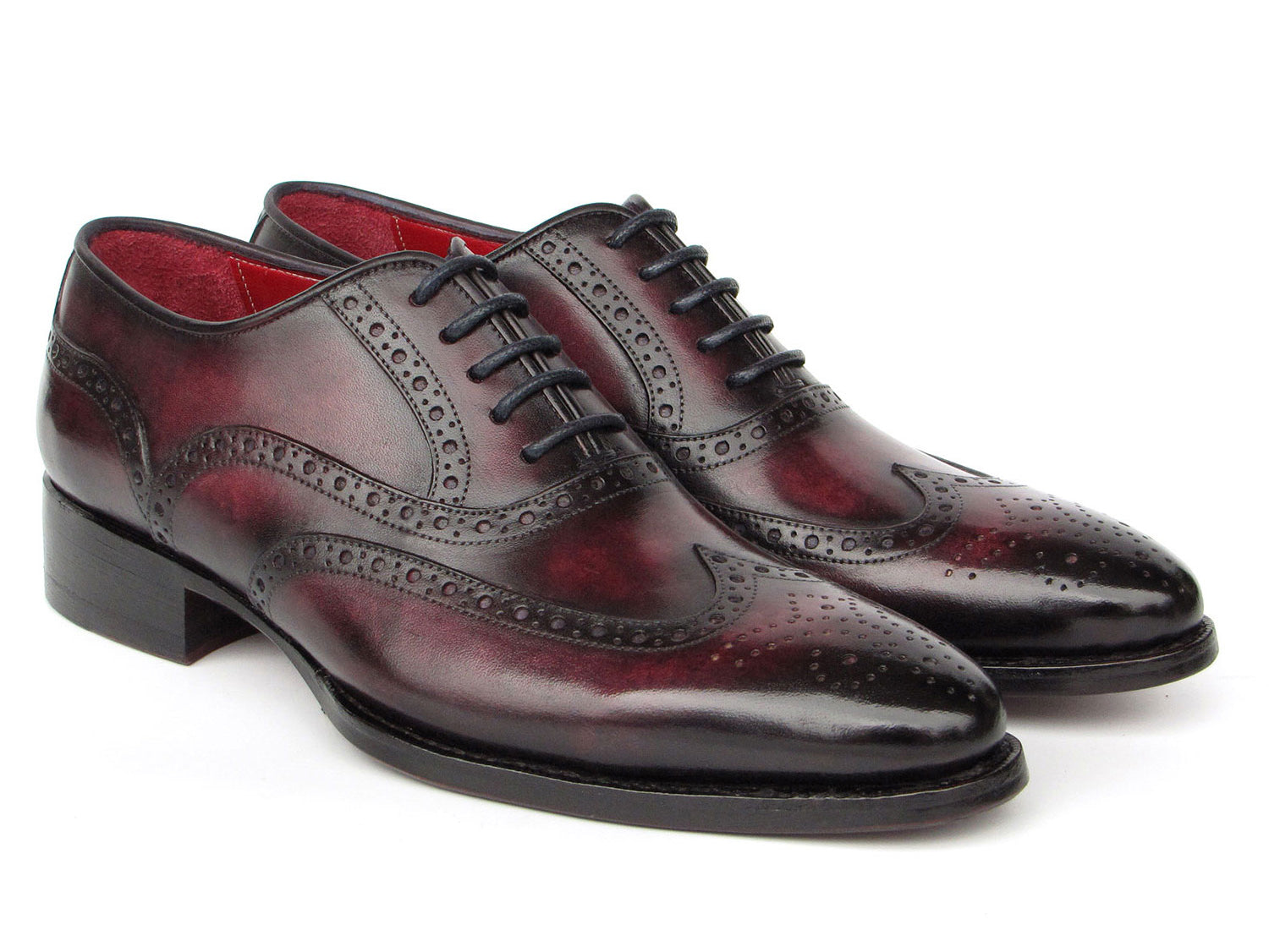 Paul Parkman Bordeaux Burnished Goodyear Welted Wingtip Oxford Shoes (ID#66BRD94) '