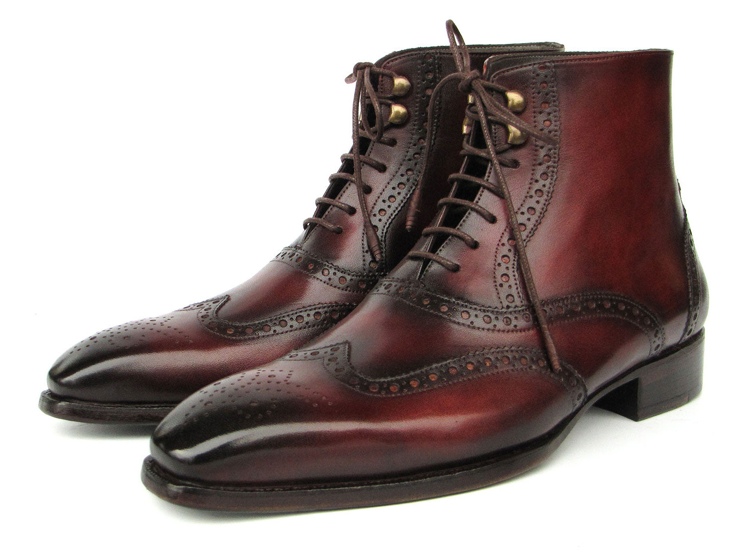 Paul Parkman Men's Bordeaux Burnished Leather Goodyear Welted Wingtip Boots (ID#BT4861-BRD) EU 46 Paul Parkman Men's Bordeaux Burnished Leather Goodyear Welted Wingtip Boots (ID#BT4861-BRD) EU 46