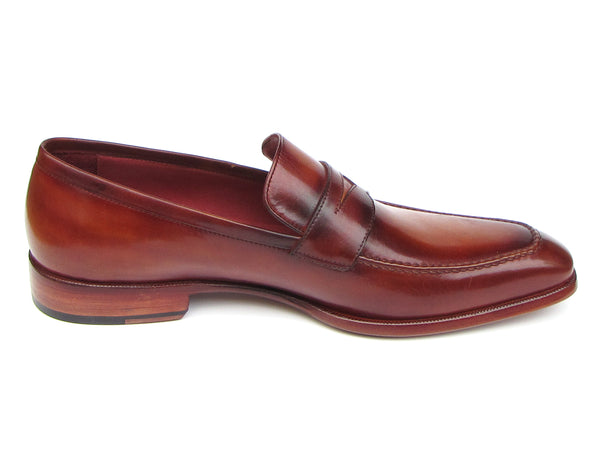 Paul Parkman Men's Penny Loafer Tobacco & Bordeaux Hand-Painted Shoes ...