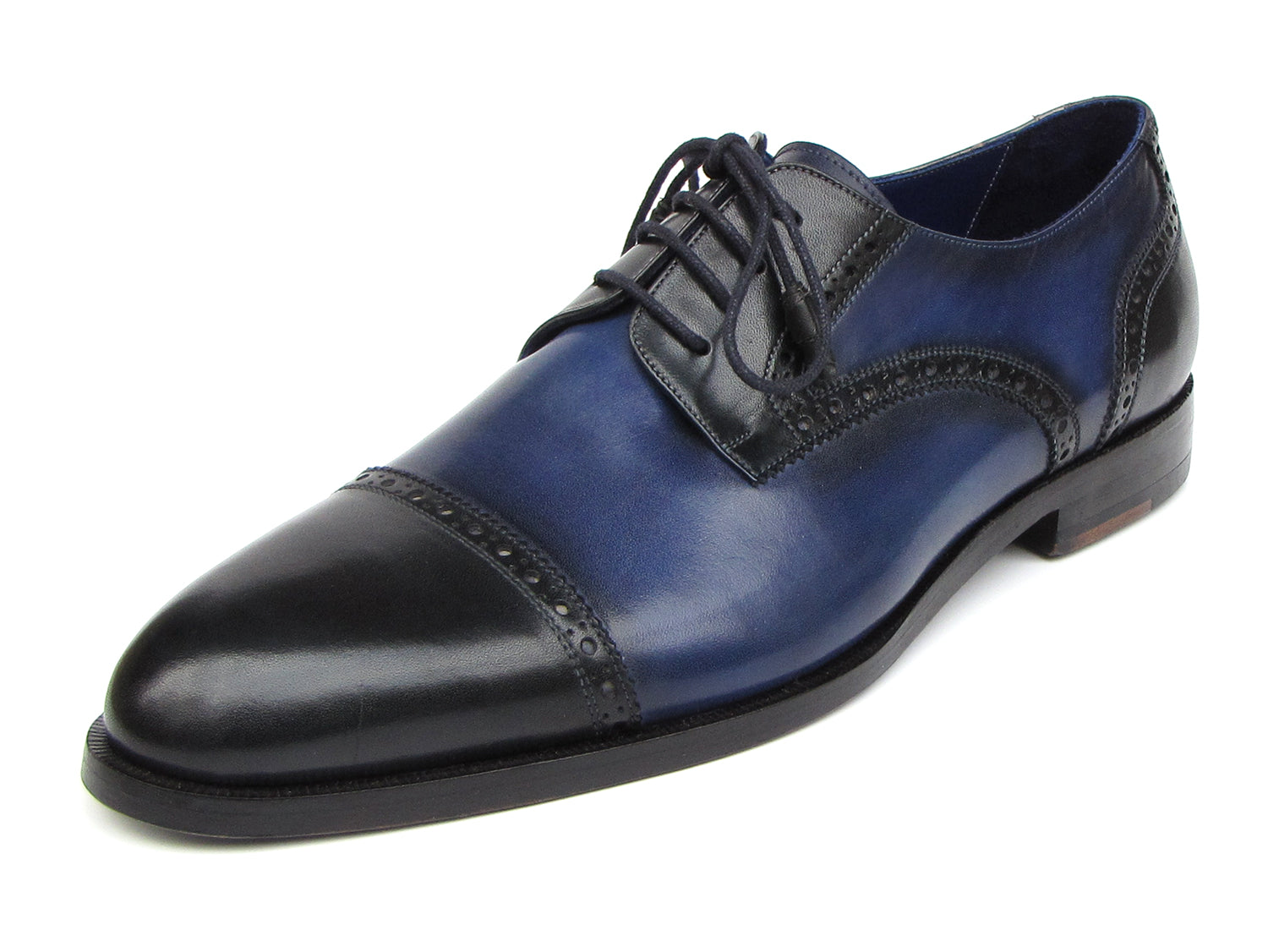 blue and black dress shoes Paul Parkman Men's Parliament Blue Derby Shoes (ID#046-BLU) -----