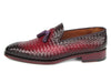 Paul Parkman Men's Woven Leather Tassel Loafers Burgundy (ID#WVN88-BUR)