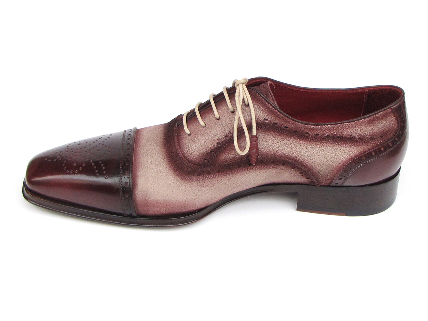 Paul Parkman Captoe Oxfords Bordeaux, Beige (ID#024-BRR) EU 46 - US 12 / 12.5 Paul Parkman Captoe Oxfords Bordeaux, Beige (ID#024-BRR) EU 46 - US 12 / 12.5