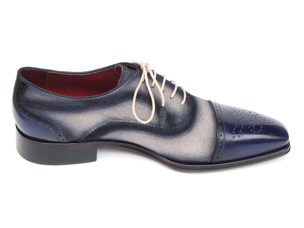 Paul Parkman Captoe Navy Blue Hand Painted Oxfords - 5032-NAVY