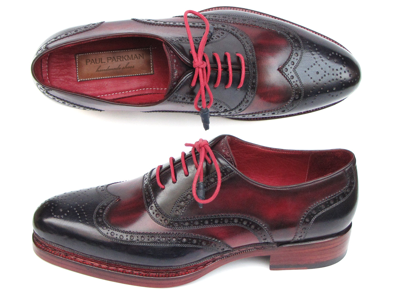 Paul Parkman Goodyear Welt Oxford Shoes Red / Black