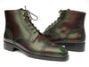 Paul Parkman Men's Green & Brown Hand-Painted Cap Toe Boots (ID#BT9566-BRG)
