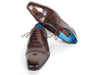 Paul Parkman Men's Captoe Oxfords Anthracite Brown Hand-Painted Leather (ID#024-ANTBRW)