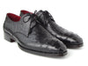 Paul Parkman Men's Black Genuine Ostrich Derby Shoes (ID#33B76-BLK)