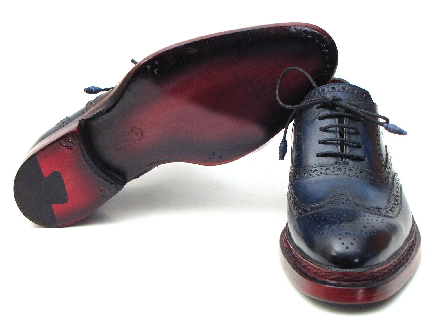 Paul Parkman Men's Triple Leather Sole Navy Wingtip Oxfords (ID#027TRPNVY) EU 40 - US 7.5 Paul Parkman Men's Triple Leather Sole Navy Wingtip Oxfords (ID#027TRPNVY) EU 40 - US 7.5