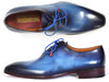 Paul Parkman Men's Plain Toe Wholecut Oxfords Blue Hand-Painted (ID#755-BLU)