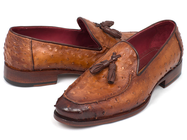 VTG Ennesi Brown Genuine Ostrich Leather Buckle Tassel Loafers Men Size 9 Brown Genuine Ostrich Bit Loafer Shoes by Belvedere – Suits  main image 4