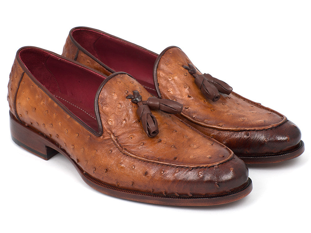 Paul Parkman Camel Brown Genuine Ostrich Tassel Loafers (ID#OST834CML) PAUL PARKMAN Handmade Shoes Paul Parkman Camel Brown Genuine Ostrich Tassel Loafers (ID#OST834CML) PAUL PARKMAN Handmade Shoes
