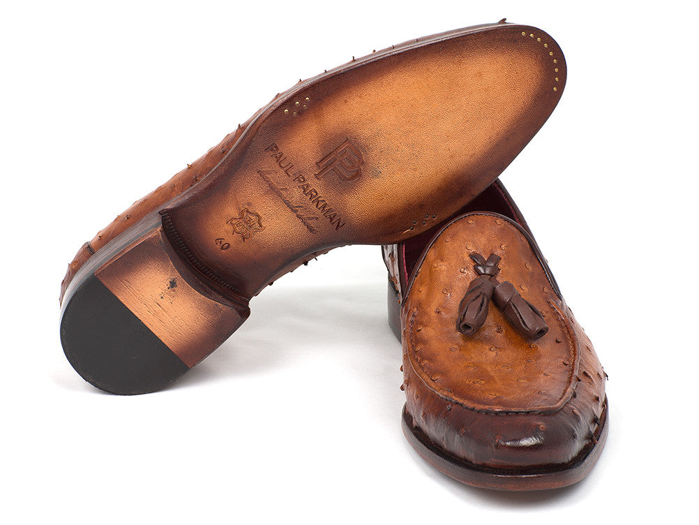 New Handmade Men Chaplin tassel loafer in brown, Cowhide Leather
