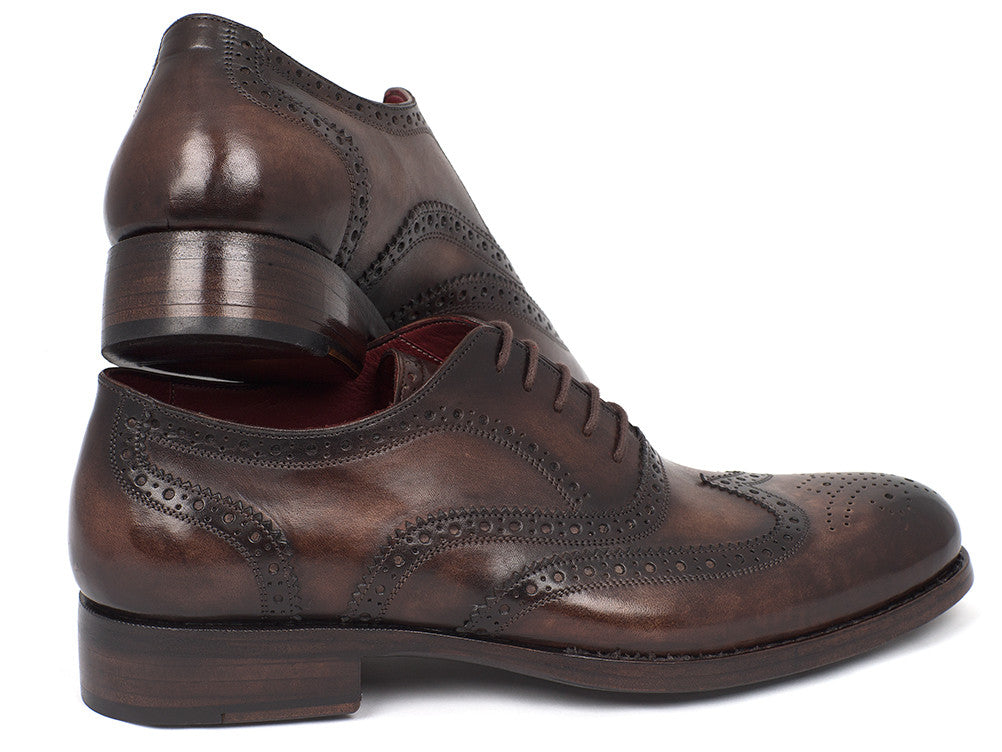 Paul Parkman Wingtip Oxfords Gray & Black Handpainted Calfskin - 741-GRY