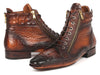 Paul Parkman Crocodile Textured Calfskin Handmade Zipper Boots (ID#88APK87)